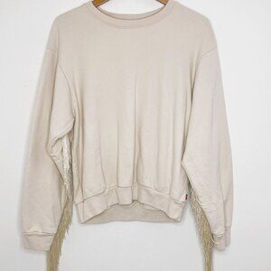 Levi's - Ashely Crewneck Sweatshirt, Western, Fringe Detail, Beige, Size M